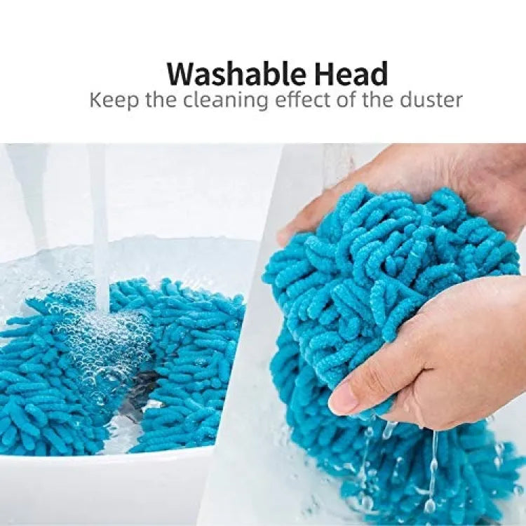 Microfiber Fan Duster with Telescopic Stainless Steel Handle | Flexible Ceiling Fan & Home Cleaning Brush