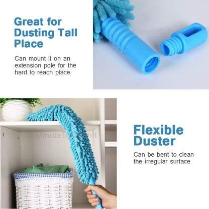 Microfiber Fan Duster with Telescopic Stainless Steel Handle | Flexible Ceiling Fan & Home Cleaning Brush