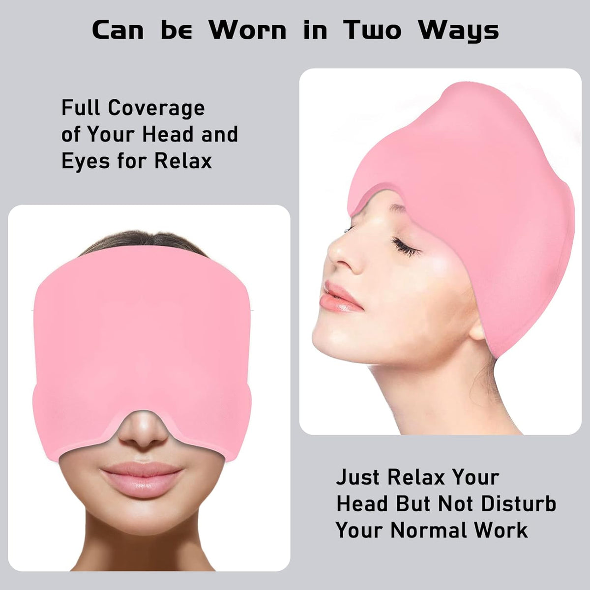 Cooling Headache Relief Cap with Reusable Ice Gel Pack | Hot & Cold Therapy Head Wrap