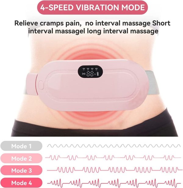 Portable Menstrual Heating Pad Belt | Electric Period Cramp Relief Belt with 3 Heat Levels & 4 Massage Modes