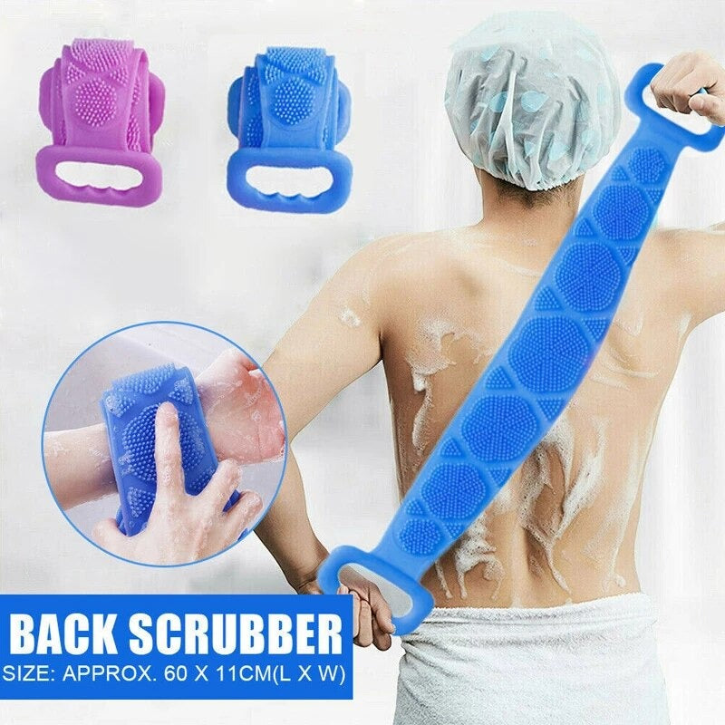 Pack of 2 Silicone Back Scrubbers | Double-Sided Exfoliating Body Bath Belts for Deep Cleansing