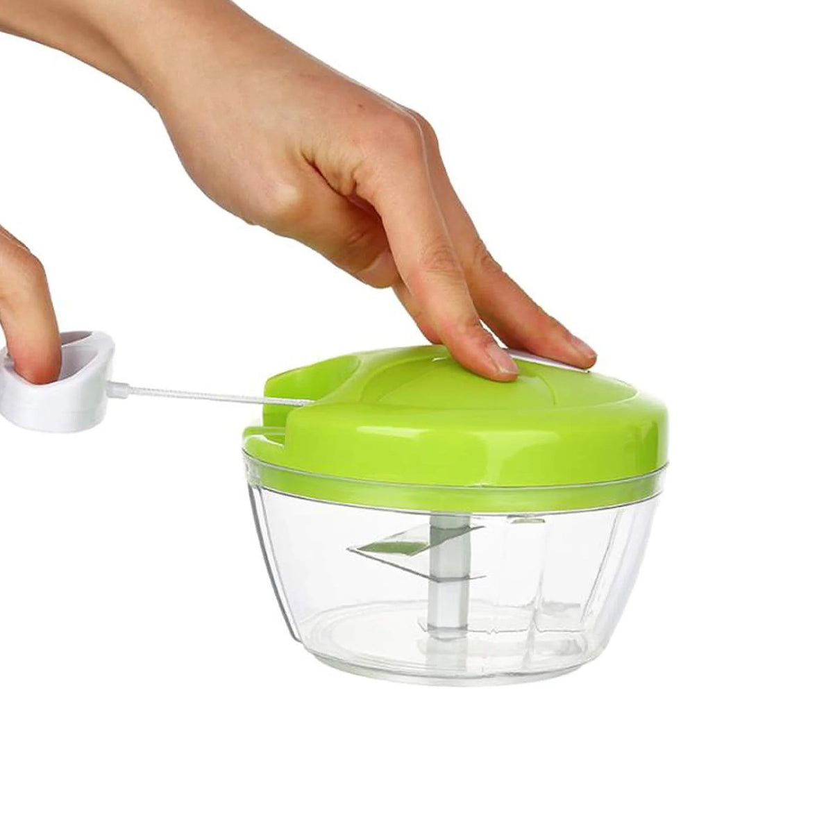 Manual Spin Chopper | Hand-Pulled Vegetable Cutter with Stainless Steel Blades for Fruits & Vegetables