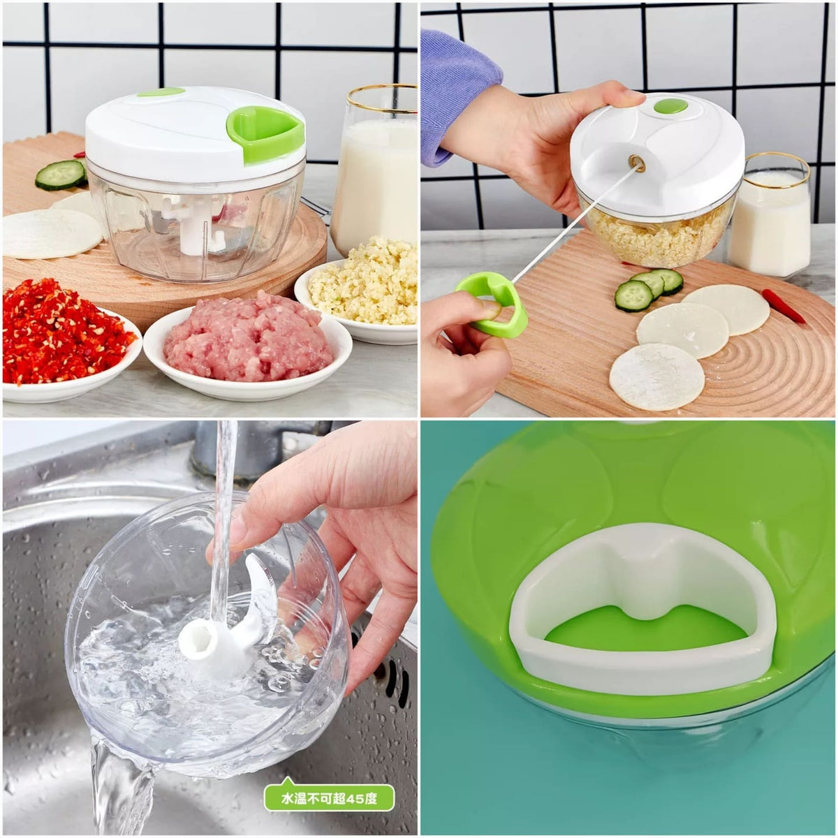 Manual Spin Chopper | Hand-Pulled Vegetable Cutter with Stainless Steel Blades for Fruits & Vegetables
