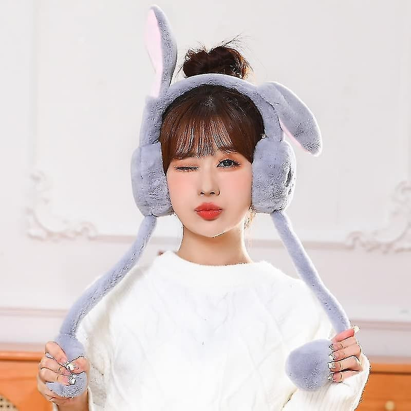 Fluffy Rabbit Ears Headband | Soft Plush Moving Ears Earmuffs for Winter & Casual Wear