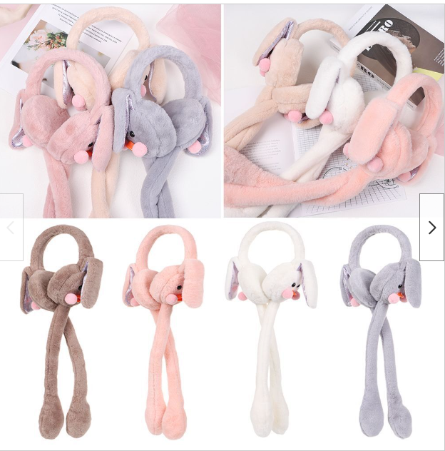 Fluffy Rabbit Ears Headband | Soft Plush Moving Ears Earmuffs for Winter & Casual Wear