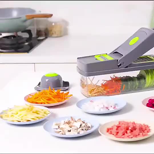16-in-1 Multifunctional Vegetable Chopper & Slicer | Manual Food Cutter with Colander & Storage Container
