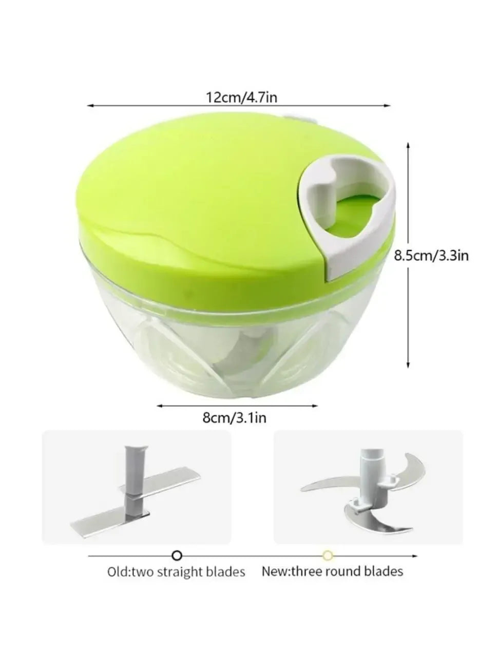 Manual Spin Chopper | Hand-Pulled Vegetable Cutter with Stainless Steel Blades for Fruits & Vegetables