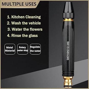 High Pressure Adjustable Water Spray Gun | Metal Garden Hose Nozzle for Cleaning & Watering