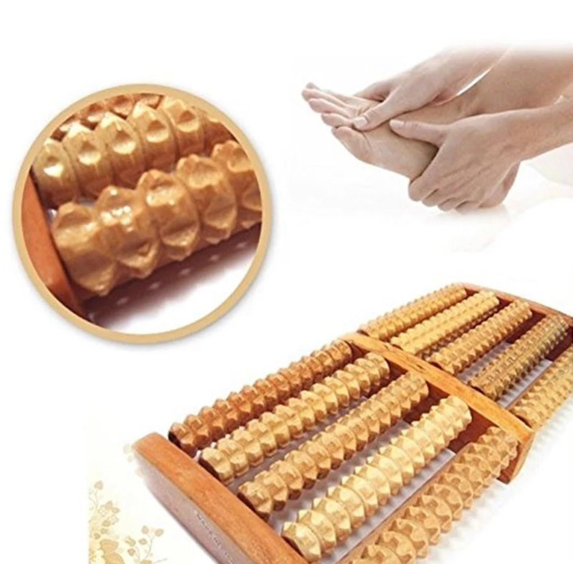 Traditional Wooden Foot Roller Massager | Natural Wood Foot Massage Tool for Relaxation