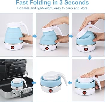 600ml Foldable Electric Kettle | 600W Portable Travel Water Boiler with Food-Grade Silicone
