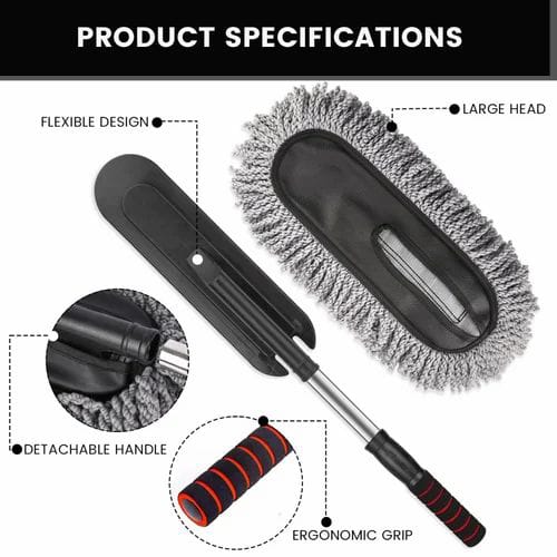 Microfiber Car Wash Cleaning Brush | Telescoping Duster Mop for Interior & Exterior
