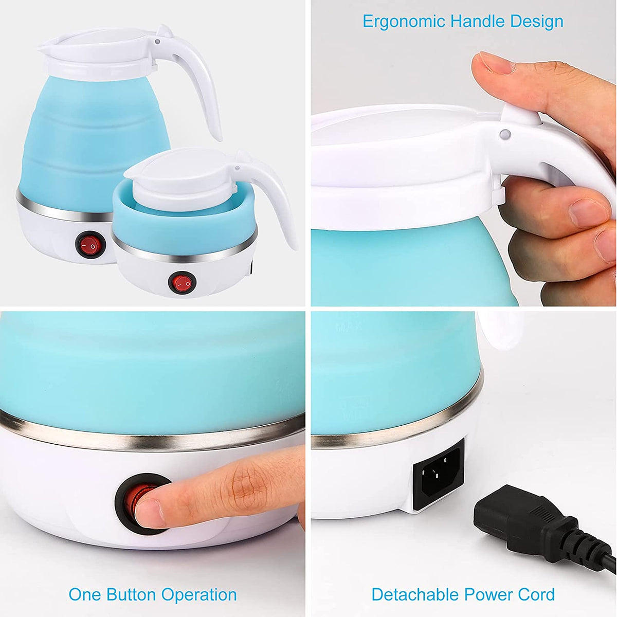 600ml Foldable Electric Kettle | 600W Portable Travel Water Boiler with Food-Grade Silicone