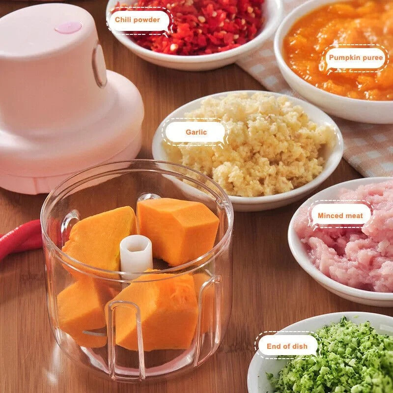 Mini USB Rechargeable Food Chopper | Portable Electric Vegetable, Garlic & Meat Grinder