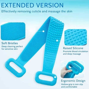 Pack of 2 Silicone Back Scrubbers | Double-Sided Exfoliating Body Bath Belts for Deep Cleansing