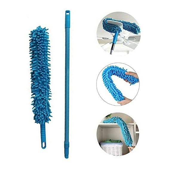 Microfiber Fan Duster with Telescopic Stainless Steel Handle | Flexible Ceiling Fan & Home Cleaning Brush