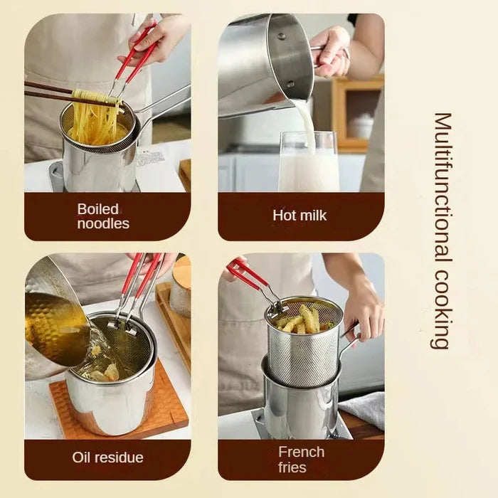 Deep Frying Pot | Durable Cooking Fry Pan with Comfortable Handle for Everyday Kitchen Use