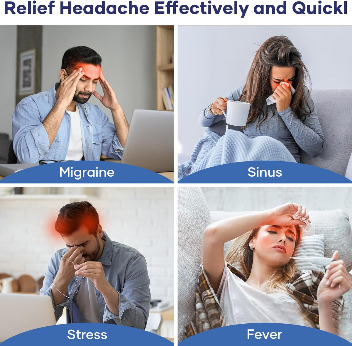Cooling Headache Relief Cap with Reusable Ice Gel Pack | Hot & Cold Therapy Head Wrap