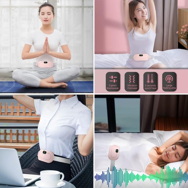 Portable Menstrual Heating Pad Belt | Electric Period Cramp Relief Belt with 3 Heat Levels & 4 Massage Modes