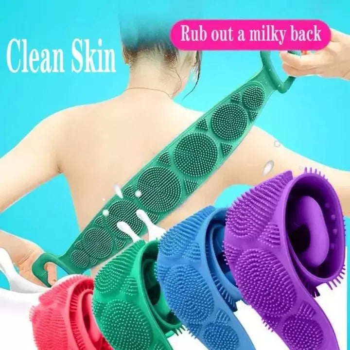 Pack of 2 Silicone Back Scrubbers | Double-Sided Exfoliating Body Bath Belts for Deep Cleansing