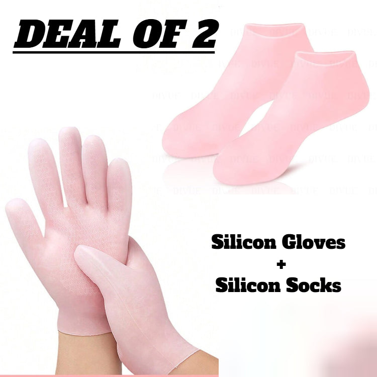 Silicone Moisturizing Gel Socks & Gloves Set | Dry Hand & Foot Care for Winter