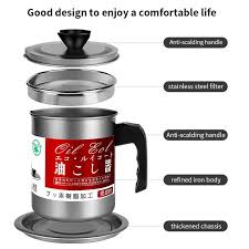 1.4L Oil Filter Pot with Strainer | Kitchen Cooking Oil Storage & Reusable Oil Container