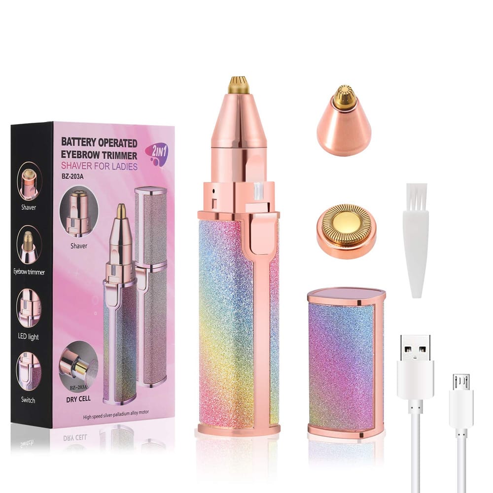 2-in-1 Electric Eyebrow Trimmer & Facial Hair Remover with USB Charging