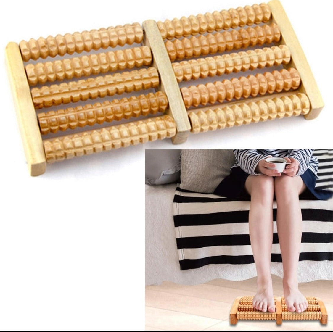 Traditional Wooden Foot Roller Massager | Natural Wood Foot Massage Tool for Relaxation