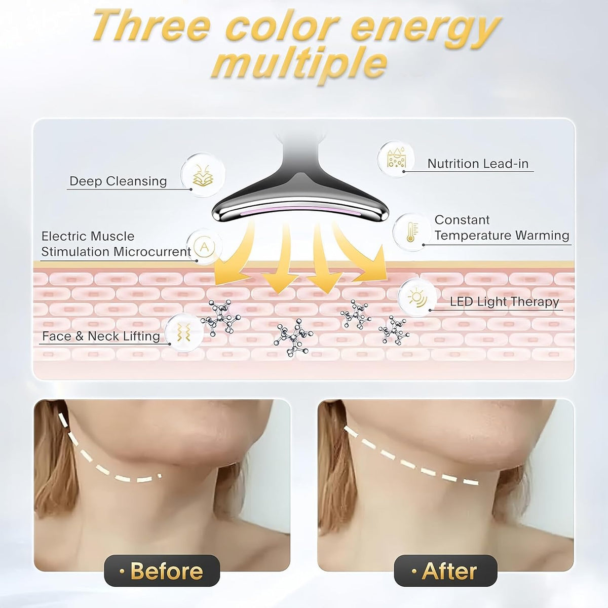 Rechargeable Electric Face Massager | 3-Mode Facial Beauty Device with 45°C Warming