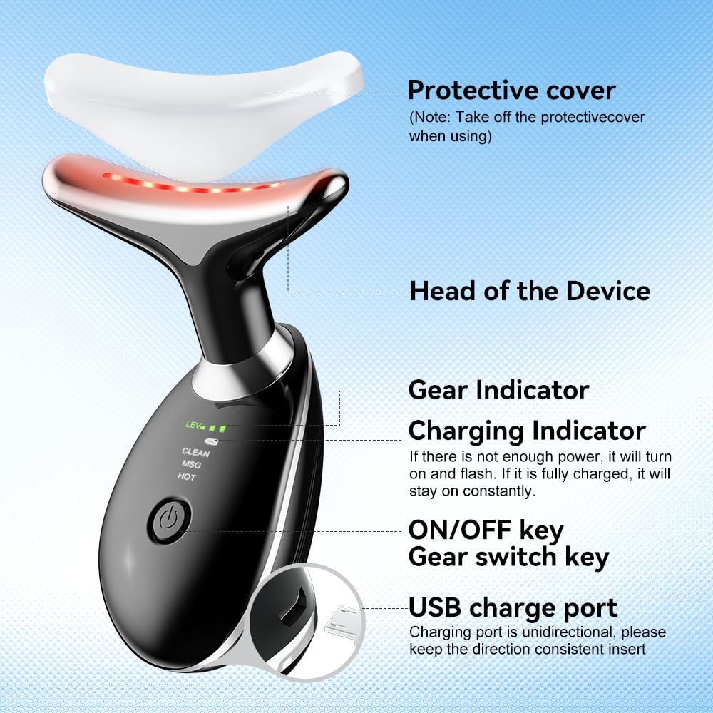 Rechargeable Electric Face Massager | 3-Mode Facial Beauty Device with 45°C Warming