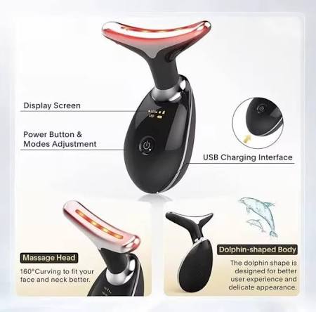 Rechargeable Electric Face Massager | 3-Mode Facial Beauty Device with 45°C Warming