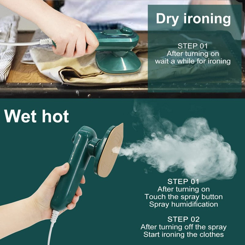 Portable Mini Steam Iron | Handheld Garment Steamer for Clothes with Wet & Dry Ironing