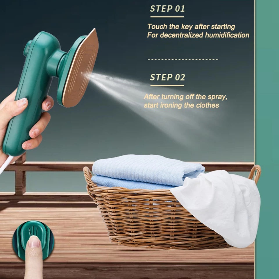 Portable Mini Steam Iron | Handheld Garment Steamer for Clothes with Wet & Dry Ironing