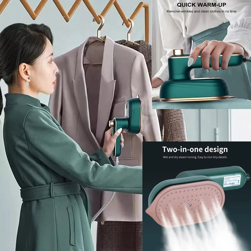 Portable Mini Steam Iron | Handheld Garment Steamer for Clothes with Wet & Dry Ironing